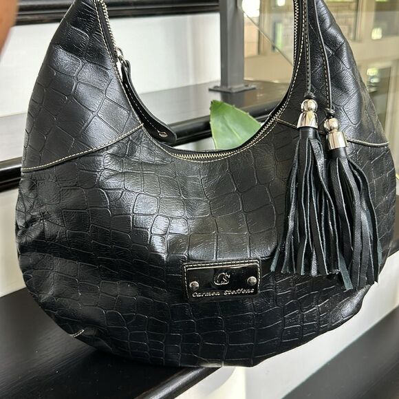 Carmen Steffens leather crocodile embossed hobo shoulder handbag purse like new - Picture 2 of 10